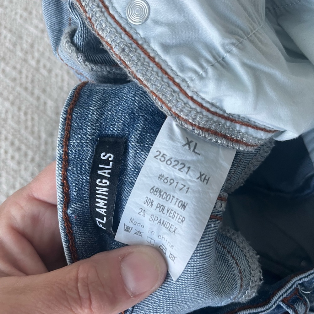 Flamingals Women's Blue Jeans Size XL {EXTRA LARGE} With Brown Stiching #69171 - Picture 3 of 8
